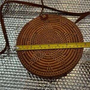 Round Woven Rattan Crossbody Bag